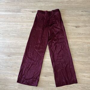 Madewell Satin Wide-Leg Pants in Deep Wine XS